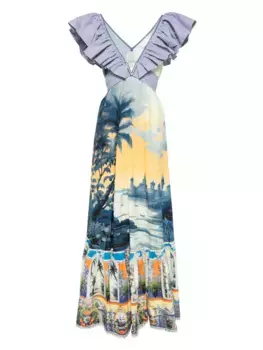 Платье с оборками Camilla, синий