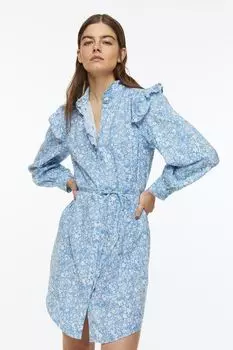 Платье с оборками H&amp;M, голубой/маленькие цветы