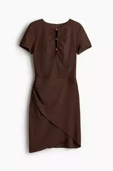 Платье с оборками и декоративными бусинами H&M, коричневый