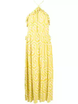 Платье с оборками и геометричным принтом Bambah, желтый