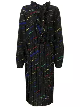 Платье с оборками и логотипом Balenciaga, черный