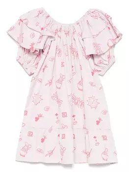 Платье с оборками и принтом Andorine, розовый