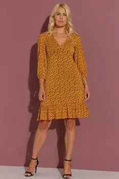 Платье с оборками и принтом Klass., желтый