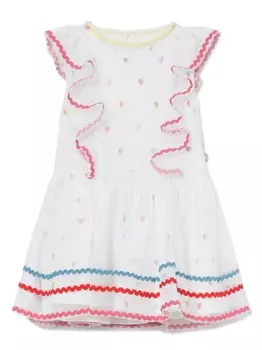 Платье с оборками и принтом Stella McCartney Kids, белый