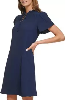 Платье с оборками и рукавами-конвертами DKNY, цвет Spring Navy