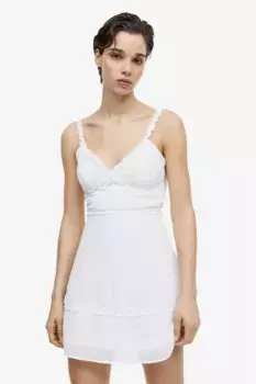 Платье с оборками и завязками H&M, бежевый