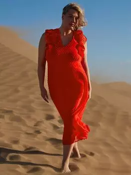 Платье с оборками Live Unlimited Dobby, красное