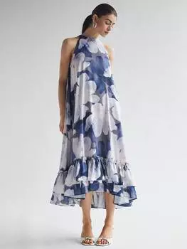 Платье с оборками на подоле от florina на бретелях YAS, синий/белый