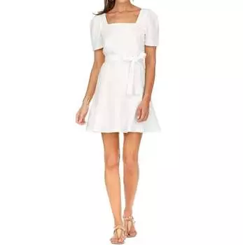 Платье с оборками по подолу белого цвета Jade