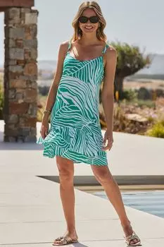 Платье с оборками по подолу и принтом в форме кольца Sosandar, зеленый