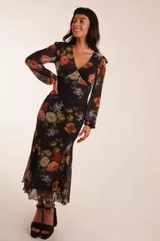 Платье с оборками по подолу в виде годе Blue Vanilla, черный