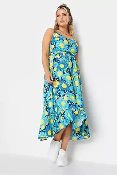 Платье с оборками по подолу Yours, синий