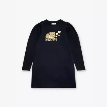 Платье с оборками в виде сердечка и медведя из эластичного хлопка 4-12 лет Moschino, черный