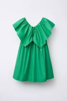 Платье с оборками ZARA, зеленый