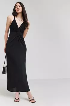 Платье с обтягивающим узлом Simply Be, черный