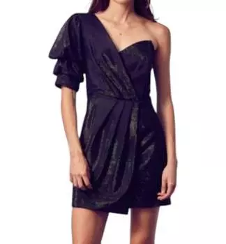 Платье с одним плечом и блестящей отделкой в темно-синем цвете DO+BE