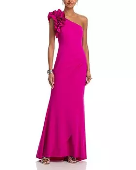 Платье с одним плечом и рюшами из крепа - эксклюзив AQUA, розовый