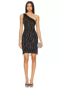 Платье с одним плечом и свисающими камнями Fleur Du Mal, черный