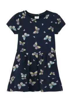 Платье S.Oliver Junior с принтом и воланами, синий