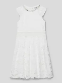 Платье с отделкой декоративным камнем Happy Girls, экрю