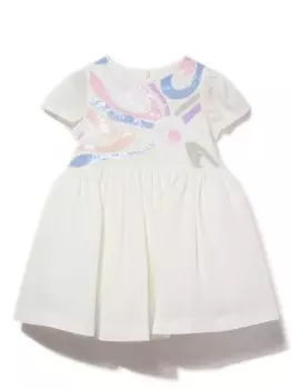 Платье с отделкой из мармо PUCCI Junior, белый