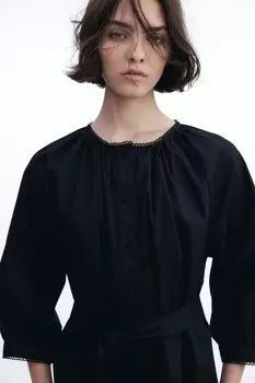 Платье с отделкой пико H&M, черный