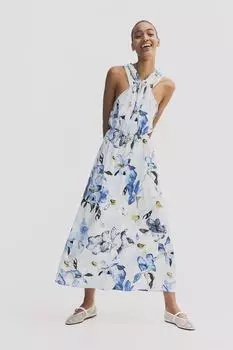 Платье с открытой спиной H&M, белый