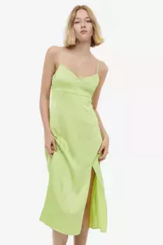 Платье с открытой спиной H&M, зеленый