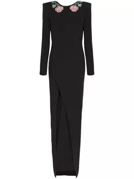 Платье с открытой спиной и пайетками Balmain, черный