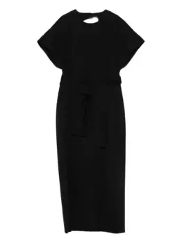Платье с открытой спиной и поясом Akris Punto, черный