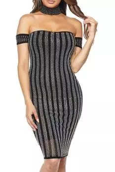 Платье с открытыми плечами черного цвета BANJUL