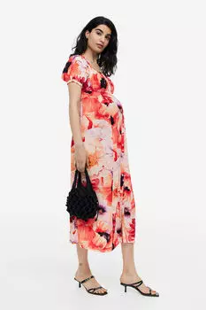 Платье с открытыми плечами H&M, оранжевый