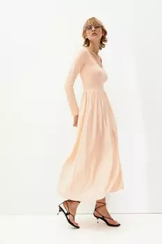 Платье с открытыми плечами H&M, оранжевый
