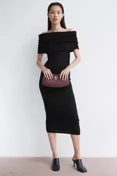 Платье с открытыми плечами H&M, черный