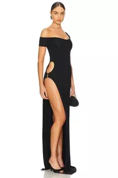 Платье с открытыми плечами и боковым вырезом Sid Neigum, черный