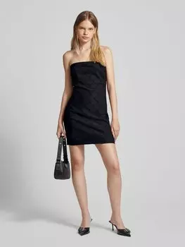 Платье с открытыми плечами и фактурным узором Review, черный