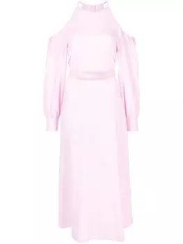 Платье с открытыми плечами и поясом Stella McCartney, розовый
