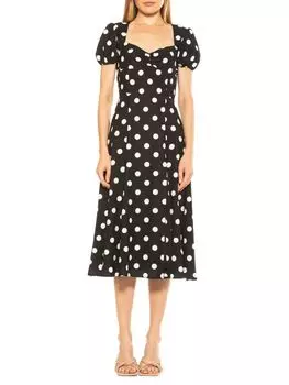 Платье с открытыми плечами и принтом «ромашки» Alexia Admor, цвет Black Multicolor