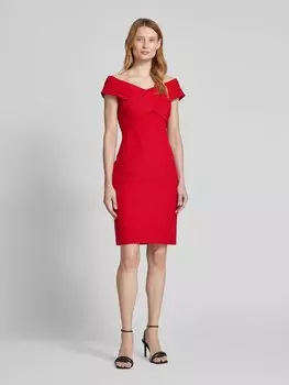 Платье с открытыми плечами и застежкой-молнией, модель «ИРЕНА» Lauren Ralph Lauren, красный