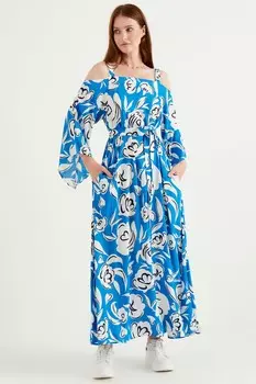 Платье с открытыми плечами Tbn, синий