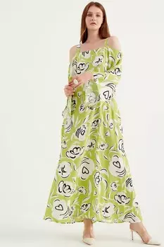 Платье с открытыми плечами Tbn, зеленый