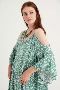 Платье с открытыми плечами Tbn, зеленый