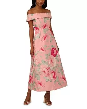 Платье с открытыми плечами в жаккарде Adrianna Papell, розовый