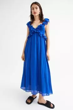 Платье с оттенком лиоцелла и оборками H&amp;M, синий