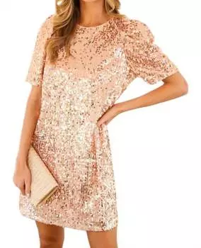 Платье с пайетками цвета розового золота Vine & Love
