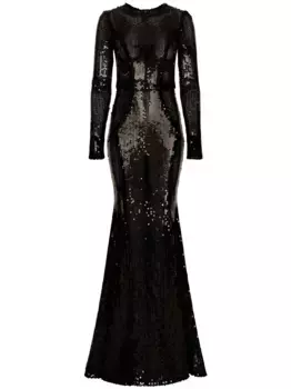 Платье с пайетками DOLCE & GABBANA, черный