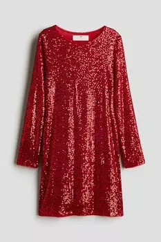 Платье с пайетками H&M, красный
