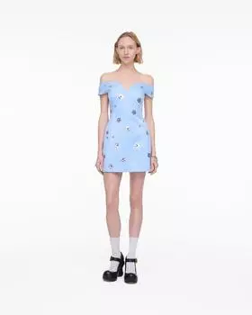 Платье с пайетками и маргаритками Marc Jacobs, цвет Sky Blue