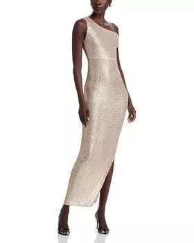Платье с пайетками и спущенным плечом Norma Kamali, золотой