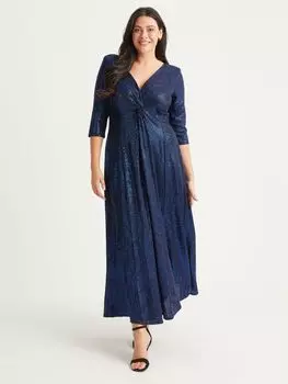 Платье с пайетками и узлом спереди Scarlett & Jo, синий